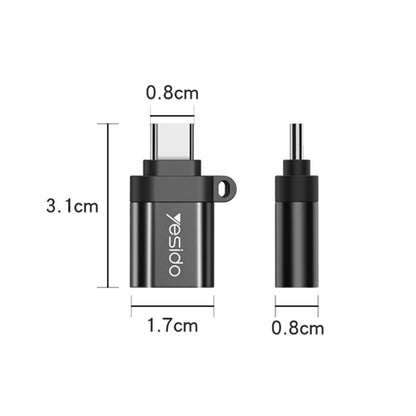 OTG Adapter USB-C - USB-A Yesido GS06, Zwart