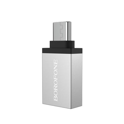 OTG USB-A - USB-C Adapter Borofone BV3, Silber
