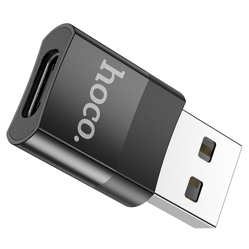 Gegevens- en oplaadadapter USB-C - USB-A HOCO UA17, zwart