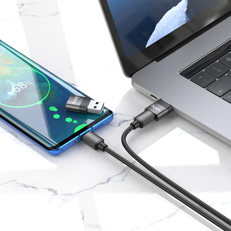 Gegevens- en oplaadadapter USB-C - USB-A HOCO UA17, zwart