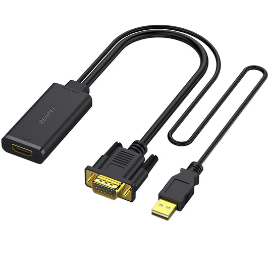 Adaptateur Vidéo Benfei, VGA / USB-A - HDMI, 1080P, Noir