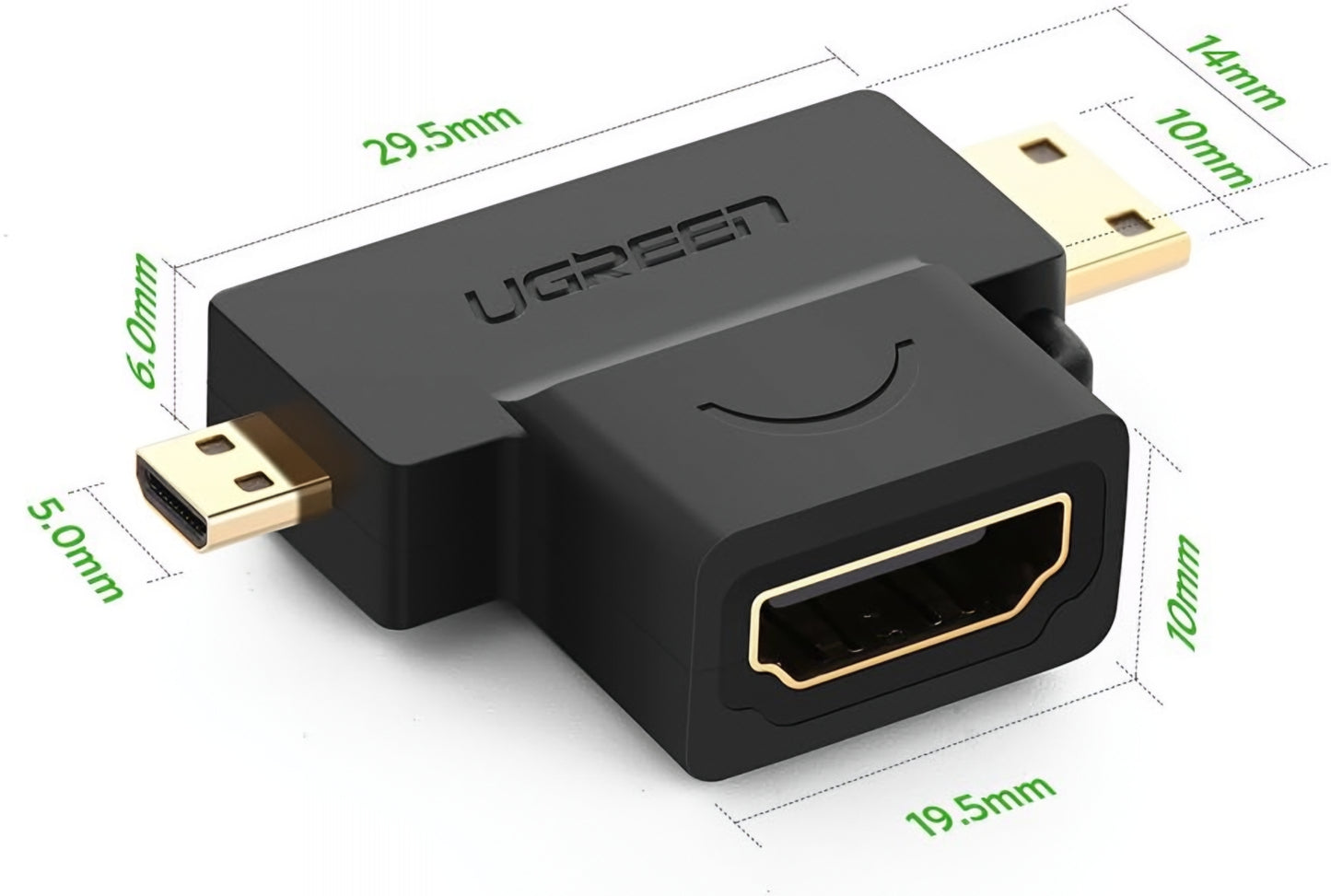 Videoadapter UGREEN HD129, miniHDMI / microHDMI - HDMI, 1080P, Schwarz