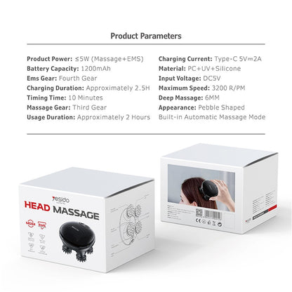 Appareil de massage du cuir chevelu Yesido MG04, Noir