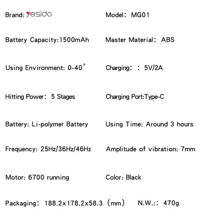Massagegerät Yesido MG01, Schwarz