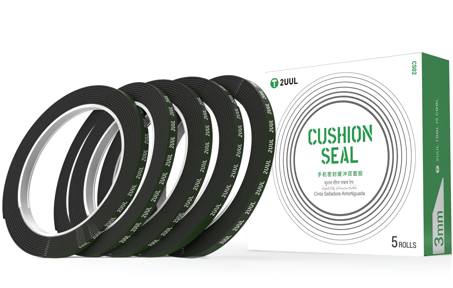 2UUL CS01 Kleefband, 3mm, Zwart, Set van 5 stuks