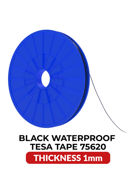 Tesa kleefband, 1 mm, 25 m, acryl, waterbestendig, zwart