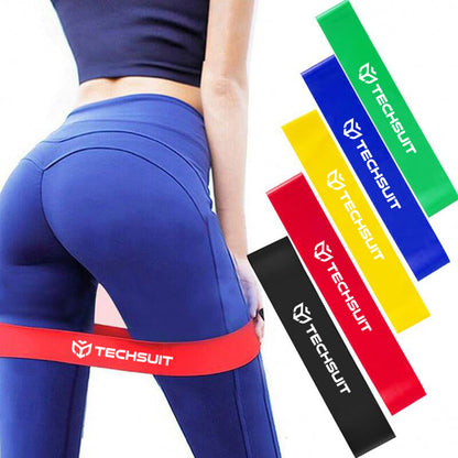 Fitness elastische band Techsuit TS-01, set van 5 stuks, multicolor