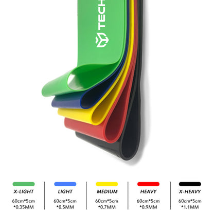 Fitness elastische band Techsuit TS-01, set van 5 stuks, multicolor