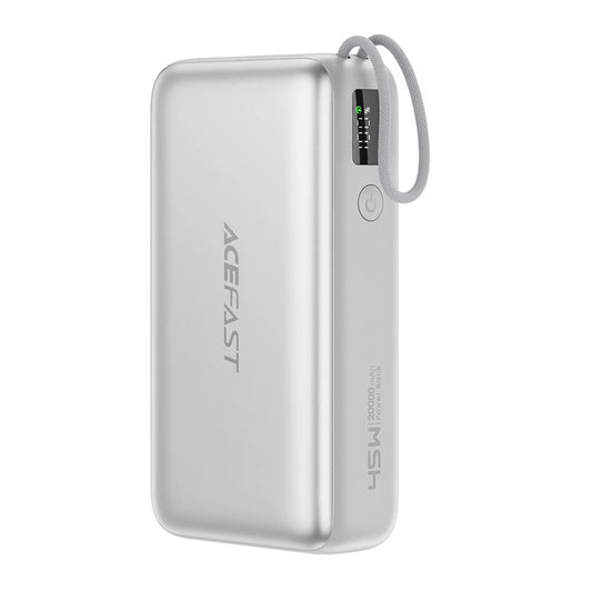 Externe Batterij Acefast M34, 20000mAh, 45W, QC + PD, 1 x USB-A - 2 x USB-C, Zilverkleurig