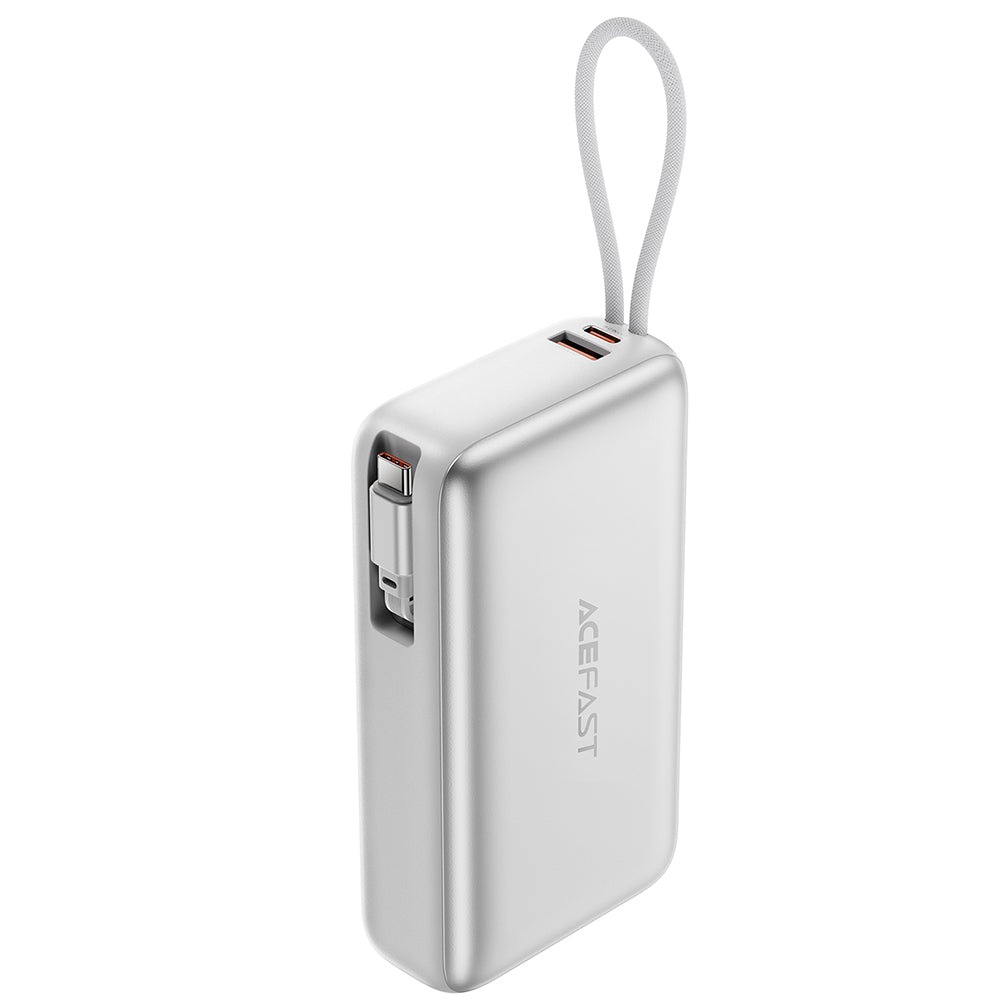 Externe Batterij Acefast M34, 20000mAh, 45W, QC + PD, 1 x USB-A - 2 x USB-C, Zilverkleurig