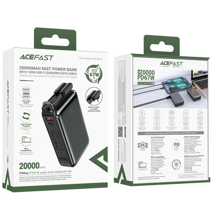 Externer Akku Acefast M4, 20000mAh, 67W, PD, 1 x USB-A - 2 x USB-C, Schwarz