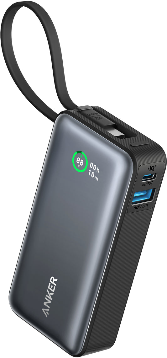 Anker Nano Externe Batterij, 10000mAh, 30W, QC + PD, 1 x USB-A - 2 x USB-C, Zwart A1259G11
