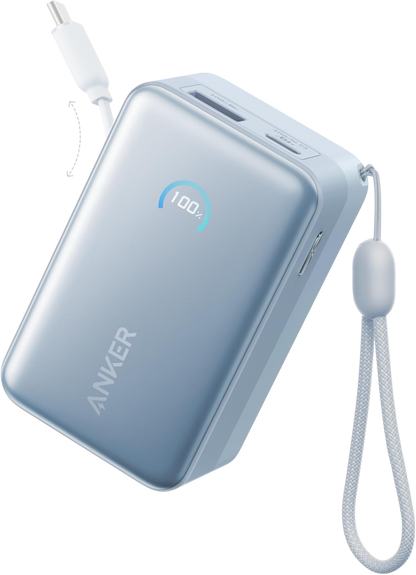 Batterie Externe Anker Nano, 10000mAh, 45W, QC + PD, 1 x USB-A - 2 x USB-C, Bleue