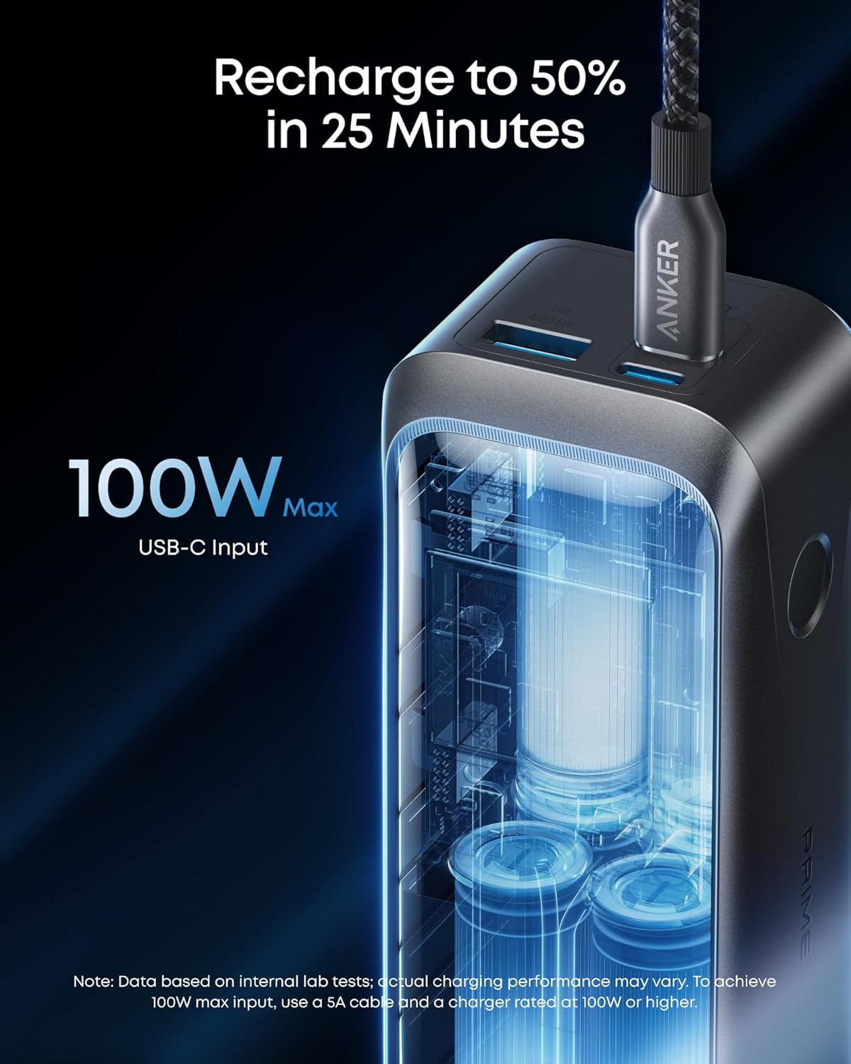 Batterie Externe Anker Prime, 20100mAh, 220W, QC + PD, 1 x USB-A - 2 x USB-C, Noire A110BH11