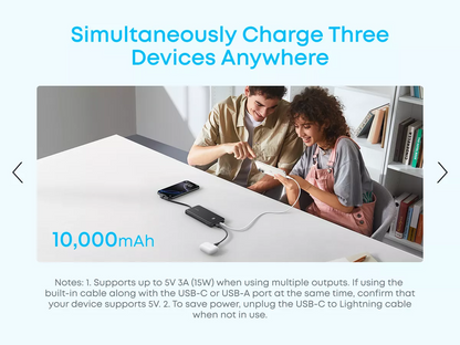 Externe Batterij Anker Zolo, 10000mAh, 22.5W, QC + PD, 1 x USB-A - 2 x USB-C, Wit A110DH21