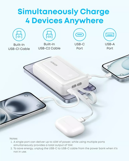 Batterie Externe Anker Zolo, 20000mAh, 45W, QC + PD, 1 x USB-A - 3 x USB-C, Noire A1681H12