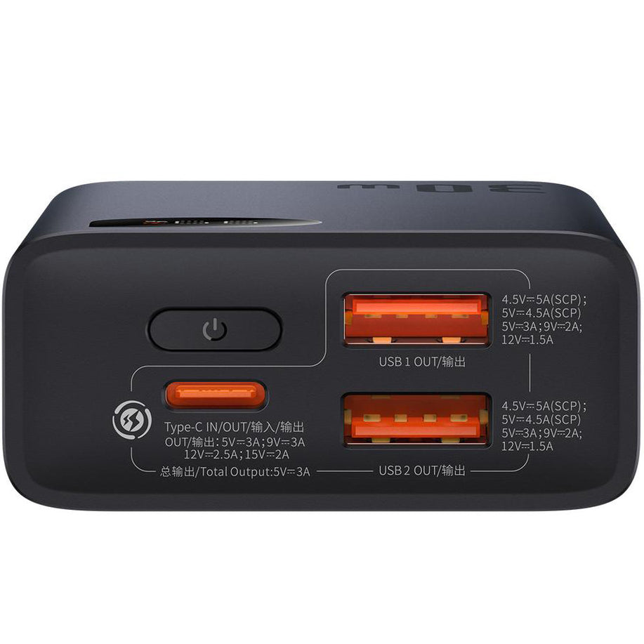 Externe Batterij Baseus Adaman2, 10000mAh, 30W, QC + PD, 1 x USB-C - 2 x USB-A, Zwart PPAD040101