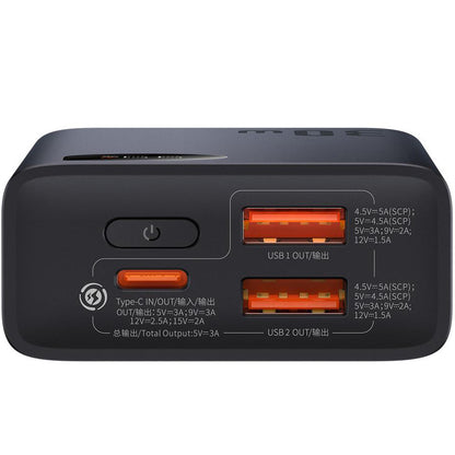 Externe Batterij Baseus Adaman2, 10000mAh, 30W, QC + PD, 1 x USB-C - 2 x USB-A, Zwart PPAD040101