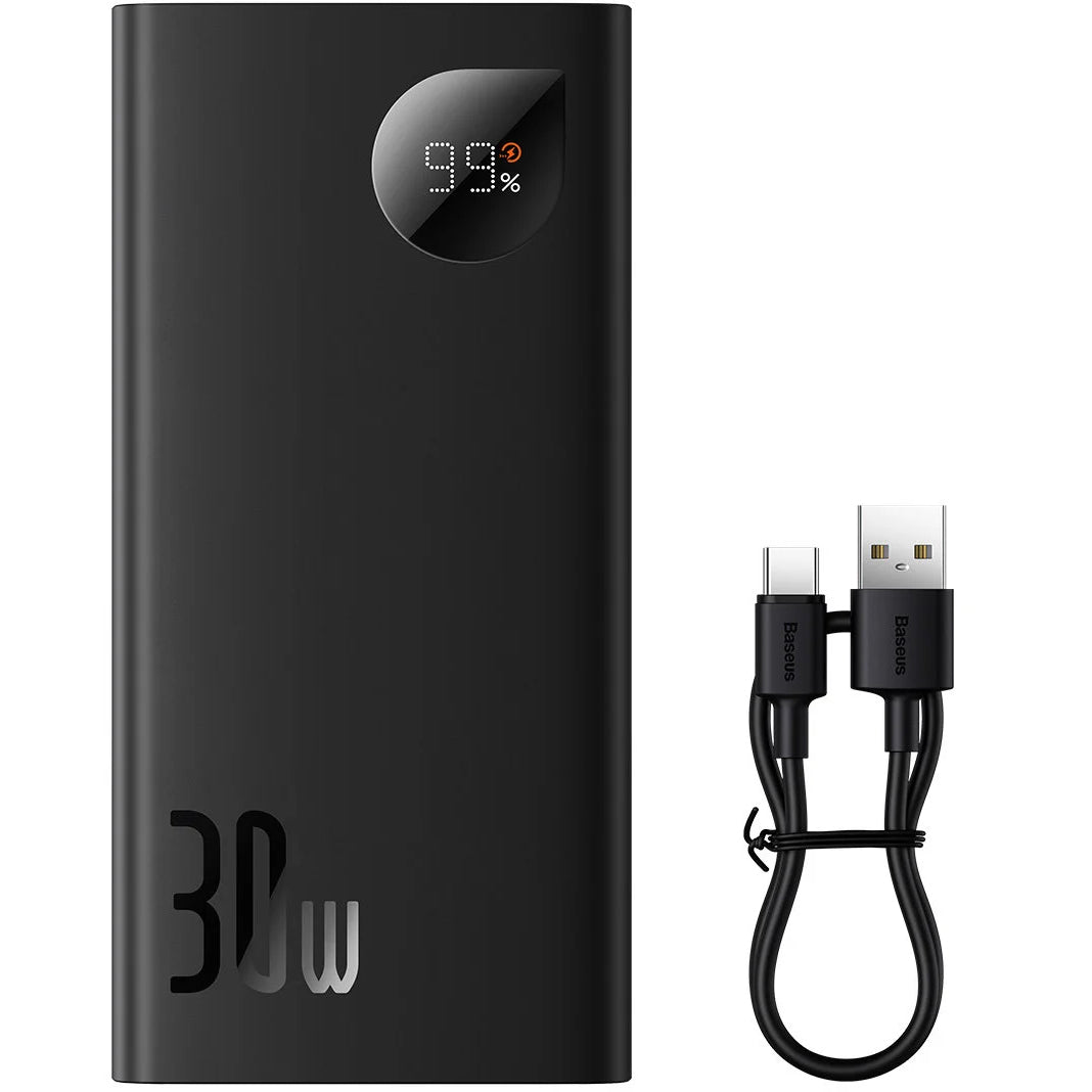Externe Batterij Baseus Adaman2, 10000mAh, 30W, QC + PD, 1 x USB-C - 2 x USB-A, Zwart PPAD040101