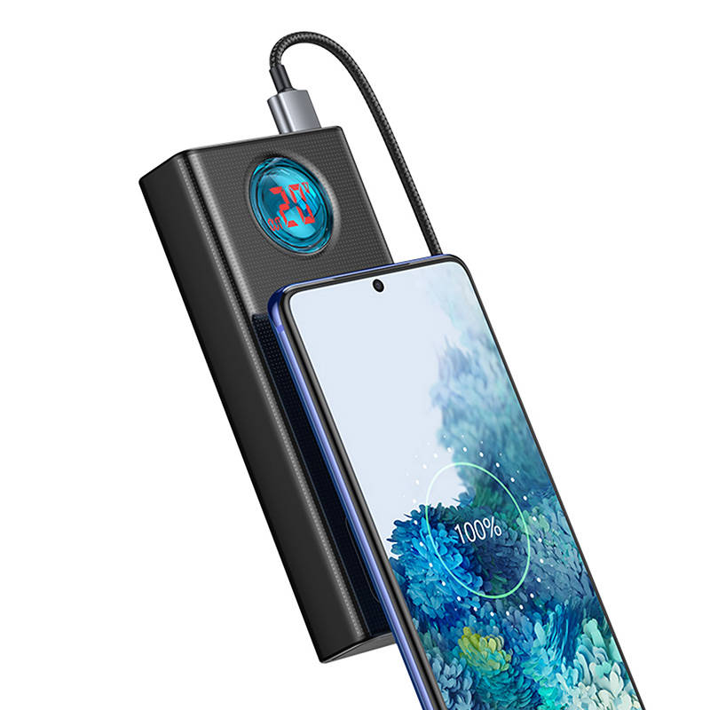 Batterie Externe Baseus Amblight Affichage Numérique, 30000mAh, 65W, QC + PD, 1 x USB-C - 4 x USB-A, Noire PPLG000101