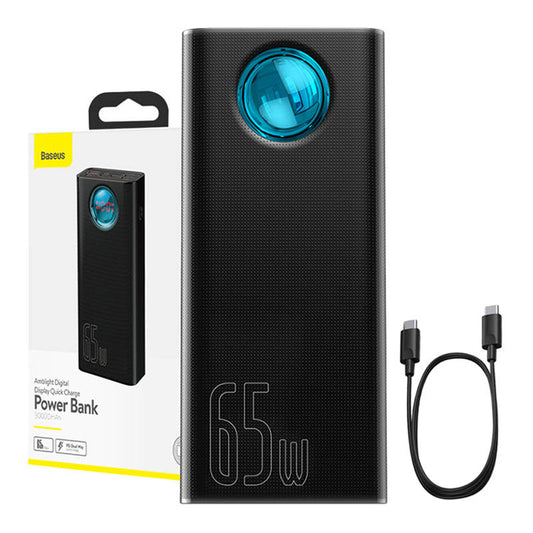 Externe Batterij Baseus Amblight Digital Display, 30000mAh, 65W, QC + PD, 1 x USB-C - 4 x USB-A, Zwart PPLG000101