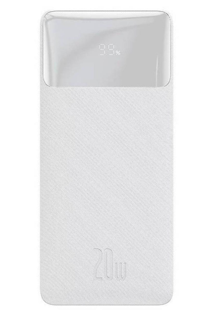 Externe Batterij Baseus Bipow, 10000mAh, 20W, QC + PD, 1 x USB-C - 2 x USB-A, Wit PPBD050502