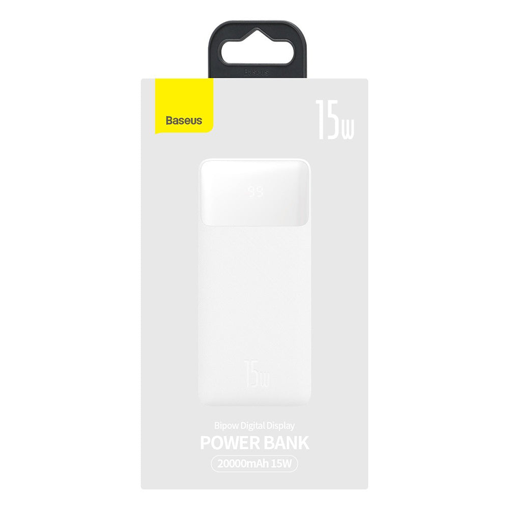 Externe Batterij Baseus Bipow, 20000mAh, 15W, 1 x USB-C - 2 x USB-A, Wit PPBD050102