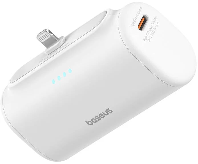 Batterie Externe Baseus Compact, 5000mAh, 20W, PD, 1 x Lightning - 1 x USB-C, Blanche P10068307213-00