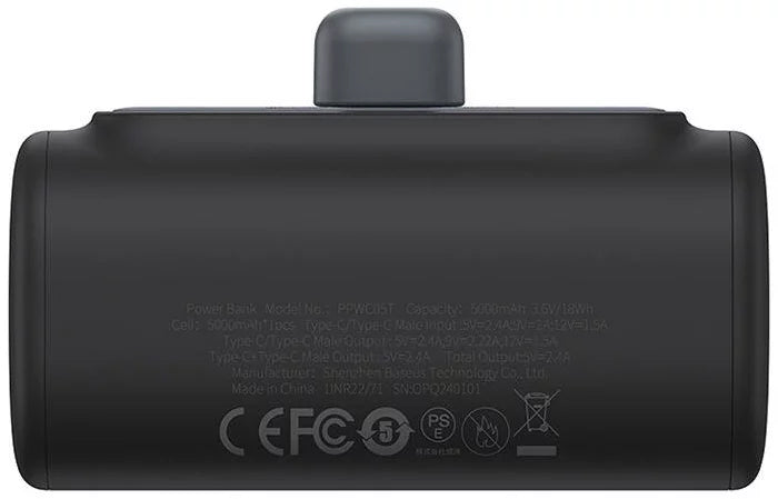Batterie Externe Baseus Compact, 5000mAh, 20W, PD, 2 x USB-C, Noire P10068306113-00