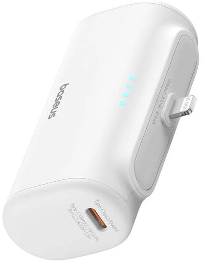 Batterie Externe Baseus Compact, 5000mAh, 20W, PD, 1 x Lightning - 1 x USB-C, Blanche P10068307213-00