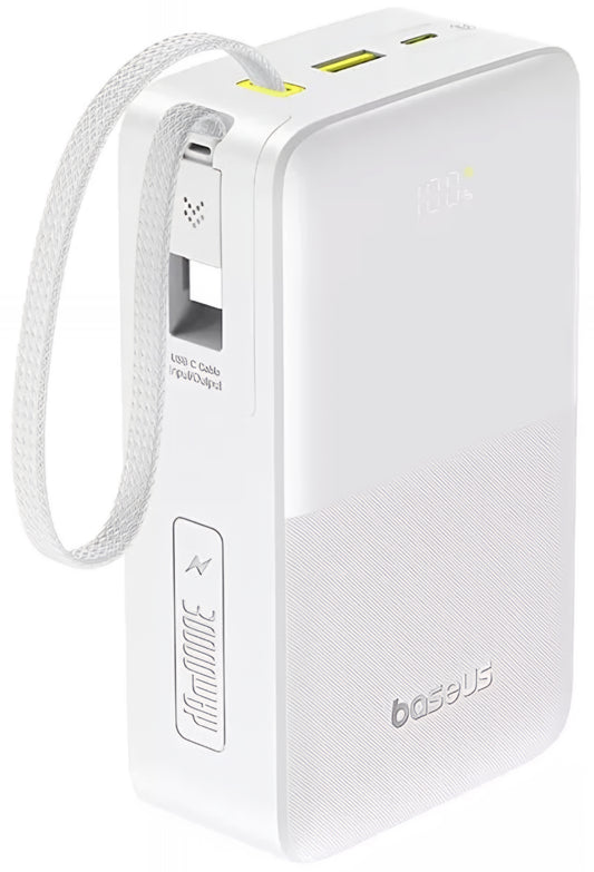 Externe Batterij Baseus EnerFill Bipow2 Pro, 30000mAh, 22.5W, QC + PD, 1 x USB-A - 2 x USB-C, Wit E0028101