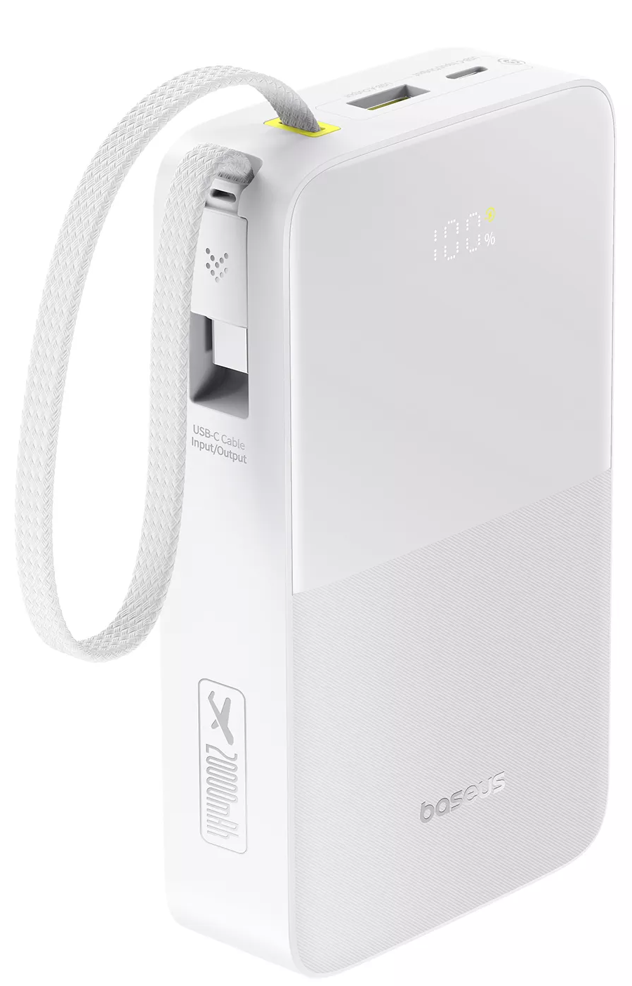 Externe Batterij Baseus EnerFill Bipow2 Pro, 20000mAh, 22.5W, QC + PD, 1 x USB-A - 2 x USB-C, Wit E0027700