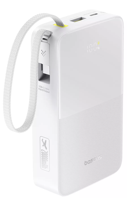 Externe Batterij Baseus EnerFill Bipow2 Pro, 20000mAh, 22.5W, QC + PD, 1 x USB-A - 2 x USB-C, Wit E0027700