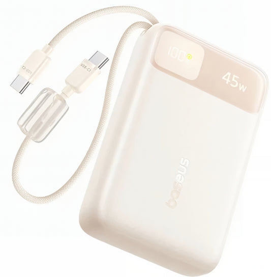 Externe batterij Baseus EnerFill FC11, 20000mAh, 45W, QC + PD, 1 x USB-A - 3 x USB-C, Beige E0031101