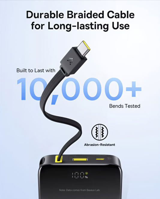 Externe Batterij Baseus EnerFill Bipow2 Pro, 10000mAh, 22.5W, QC + PD, 1 x USB-A - 2 x USB-C, Zwart E0027600