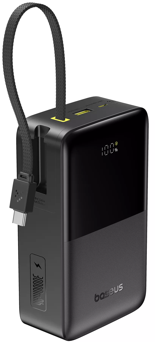 Externe Batterij Baseus EnerFill Bipow2 Pro, 30000mAh, 22.5W, QC + PD, 1 x USB-A - 2 x USB-C, Zwart E0028100