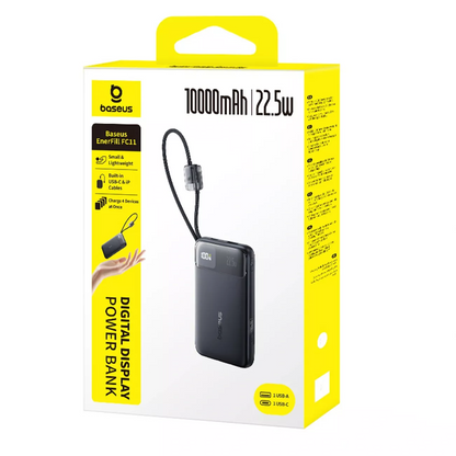 Externe Batterie Baseus EnerFill FC11, 10000mAh, 22,5W, QC + PD, 1 x Lightning - 1 x USB-A - 2 x USB-C, Schwarz E0027R04