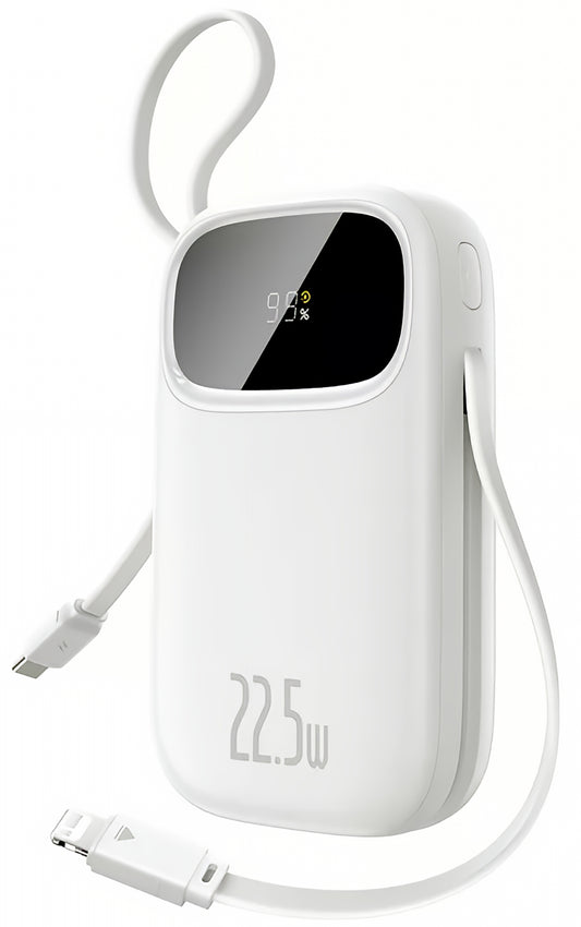 Batterie Externe Baseus EnerFill FC31, 10000mAh, 22,5W, QC + PD, 1 x Lightning - 1 x USB-A - 2 x USB-C, Blanc P10082106213-00