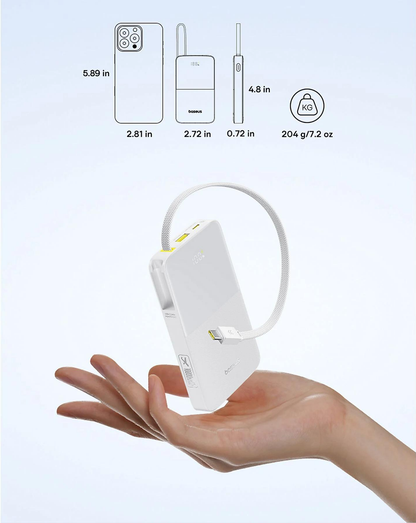 Externer Akku Baseus EnerFill Bipow2 Pro, 10000mAh, 22.5W, QC + PD, 1 x USB-A - 2 x USB-C, Weiß E0027601