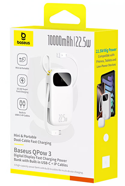 Externe Batterie Baseus EnerFill FC31, 10000mAh, 22,5W, QC + PD, 1 x Lightning - 1 x USB-A - 2 x USB-C, Weiß P10082106213-00