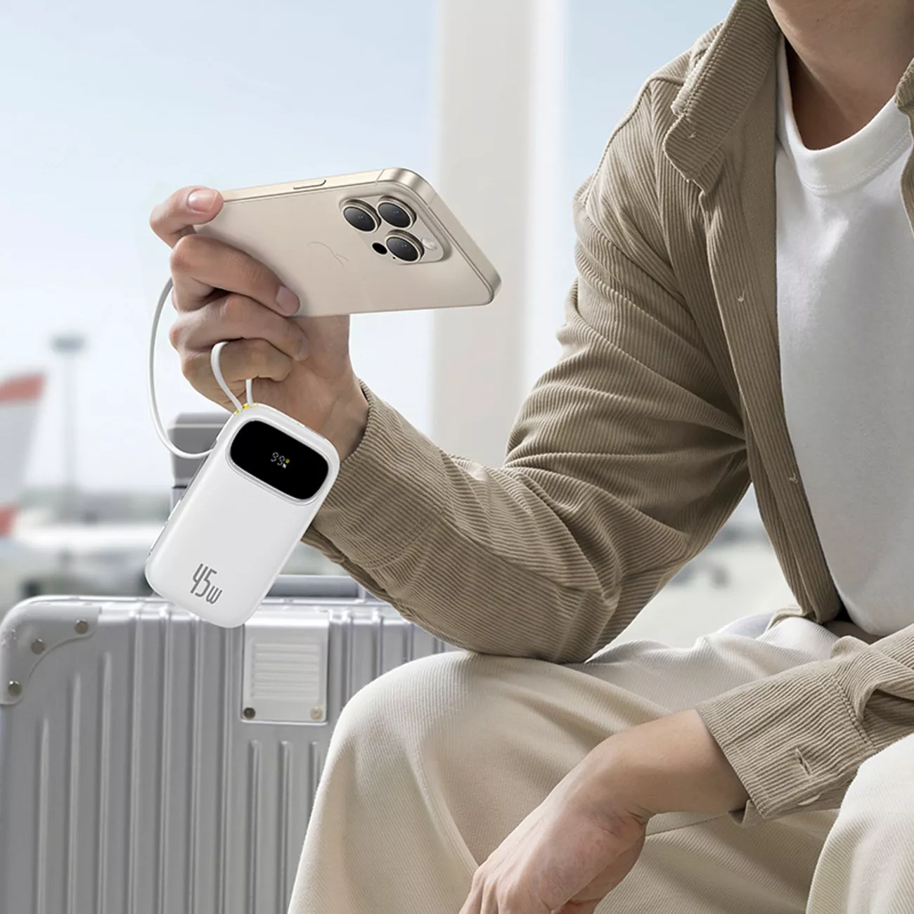 Batterie Externe Baseus EnerFill FC31, 20000mAh, 45W, QC + PD, 1 x Lightning - 1 x USB-A - 2 x USB-C, Blanche P10082105213-00