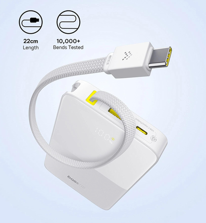 Externer Akku Baseus EnerFill Bipow2 Pro, 10000mAh, 22.5W, QC + PD, 1 x USB-A - 2 x USB-C, Weiß E0027601