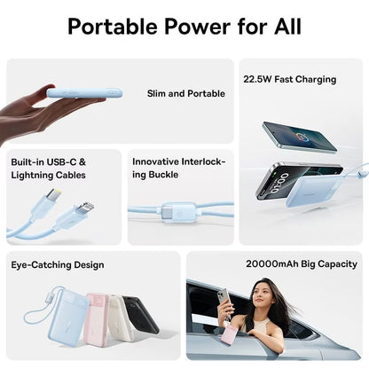 Batterie Externe Baseus EnerFill FC11, 20000mAh, 22,5W, QC + PD, 1 x Lightning - 1 x USB-A - 2 x USB-C, Noire E0027S04