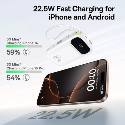 Externe Batterie Baseus EnerFill FC31, 10000mAh, 22,5W, QC + PD, 1 x Lightning - 1 x USB-A - 2 x USB-C, Weiß P10082106213-00