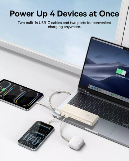 Batterie Externe Baseus EnerFill FC41, 20000mAh, 100W, QC + PD, 1 x USB-A - 3 x USB-C, Blanche E0028N04