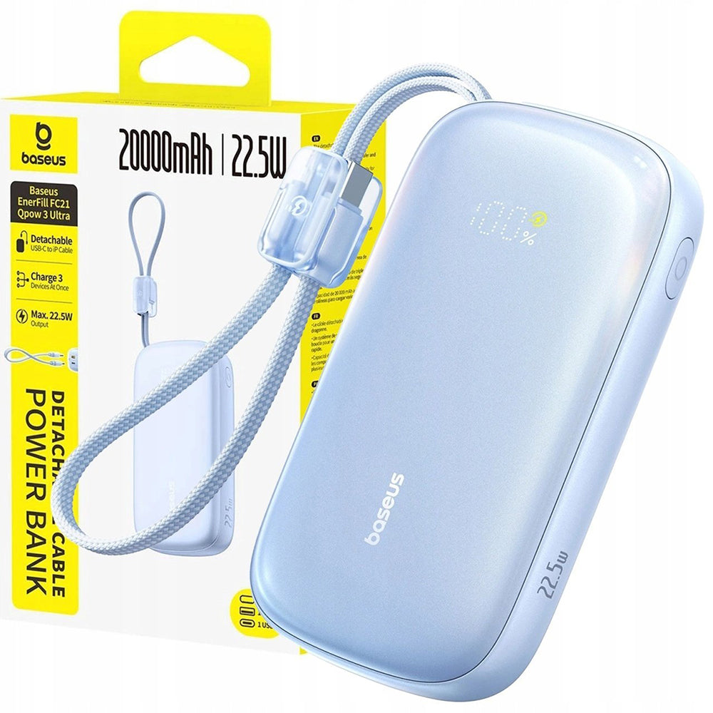 Externe Batterij Baseus EnerFill FC21 Qpow 3 Ultra, 10000mAh, 22.5W, QC + PD, 1 x USB-A - 1 x USB-C, Blauw E0027L03