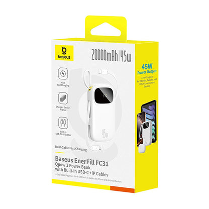 Batterie Externe Baseus EnerFill FC31 Qpow 3, 20000mAh, 45W, QC + PD, 1 x Lightning - 1 x USB-A - 2 x USB-C, Noire E0028D00