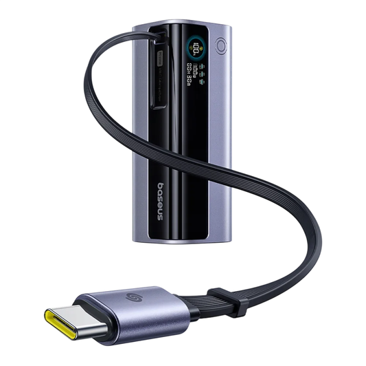 Externer Akku Baseus EnerGeek GR11, 10000mAh, 100W, QC + PD, 1 x USB-A - 2 x USB-C, Grau E0027A01