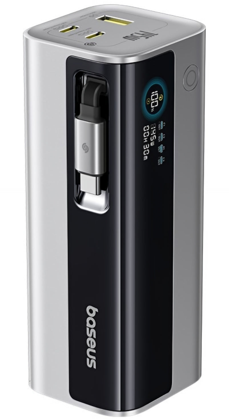 Externe Batterie Baseus EnerGeek GR11, 20000mAh, 145W, QC + PD, 1 x USB-A - 3 x USB-C, Silber E0027B02