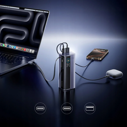 Externer Akku Baseus EnerGeek GR11, 10000mAh, 100W, QC + PD, 1 x USB-A - 2 x USB-C, Grau E0027A01